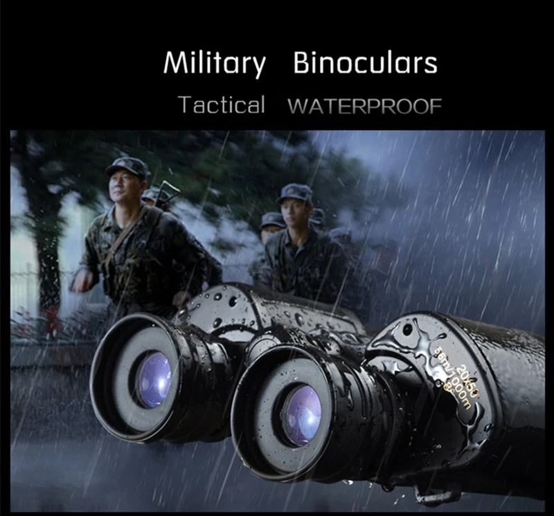 Blue Film Power Zoom Lens 20x50 HD Binoculars Telescope with Low-Light Night Vision Function for Day and Night Hunting, Camping