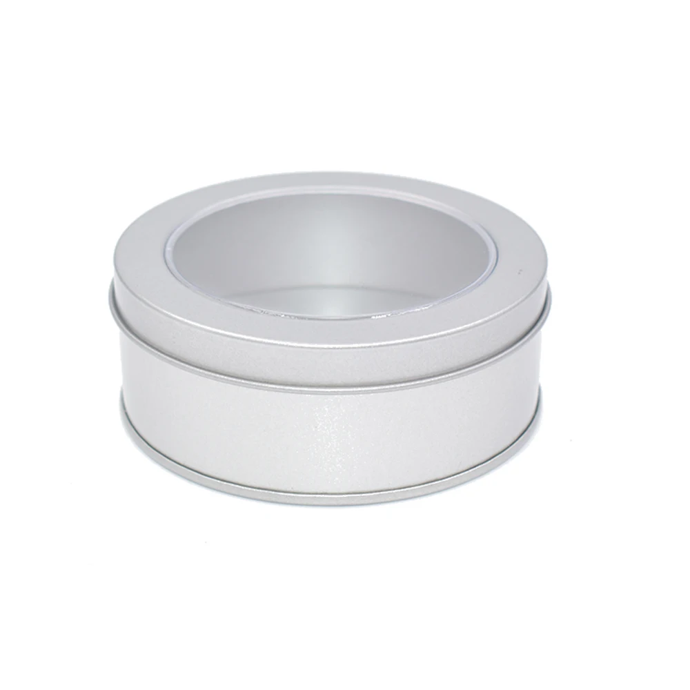 Round Saffron Package Tin Box With Pvc Lid