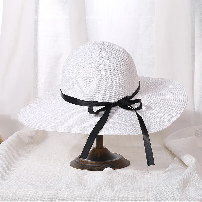 Hot Sale Round  Raffia Wide Brim Straw Hats Summer Sun Hats for Women