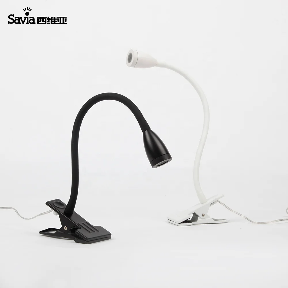 Savia flexible gooseneck reading lamp LED aluminium study table light headboard adjustable reading lights desk lamp with clip