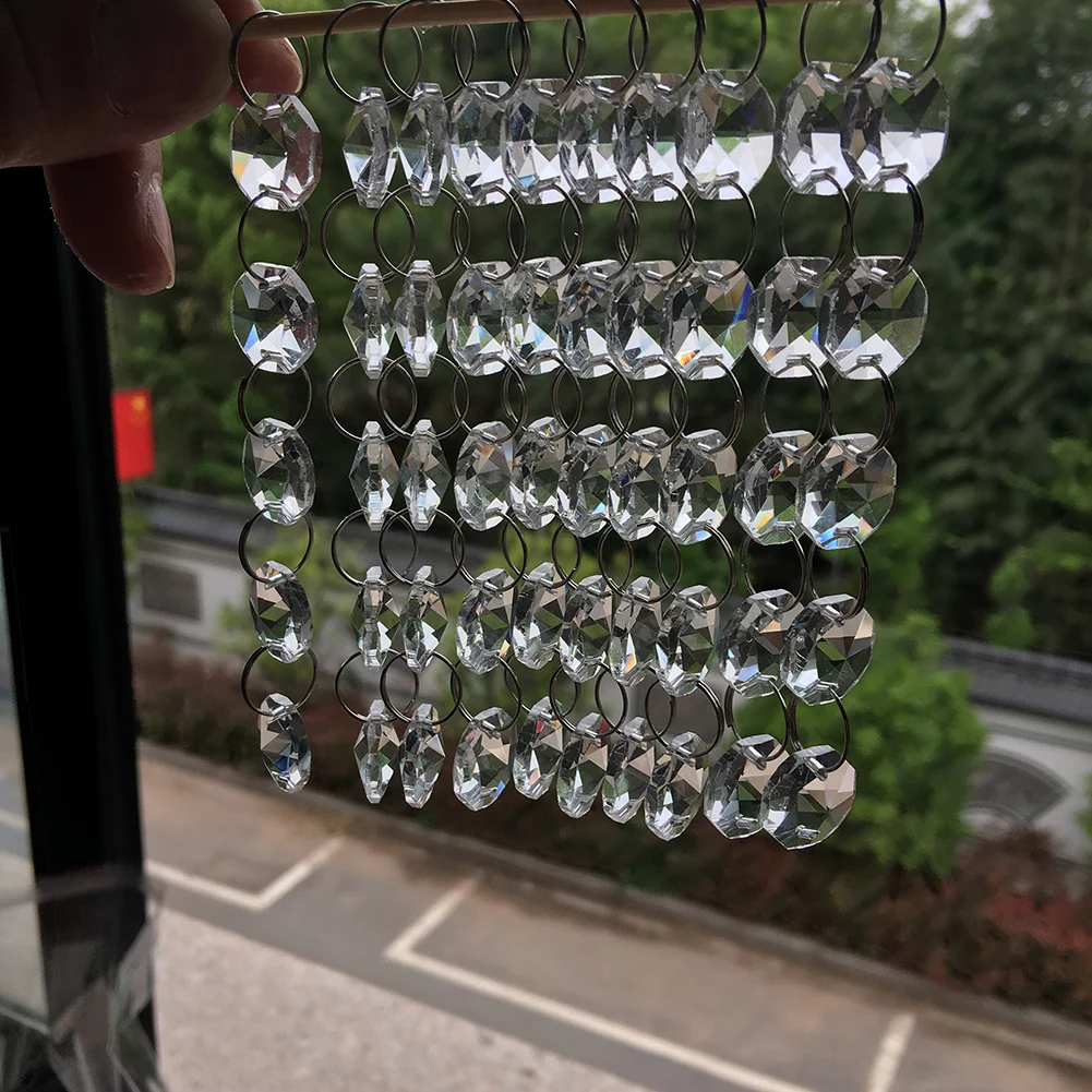 Handmade Glass Art Clear Beads Chain Chandelier k9 Crystal Suncatcher DIY Hanging Prism Decor Faceted Home Decor