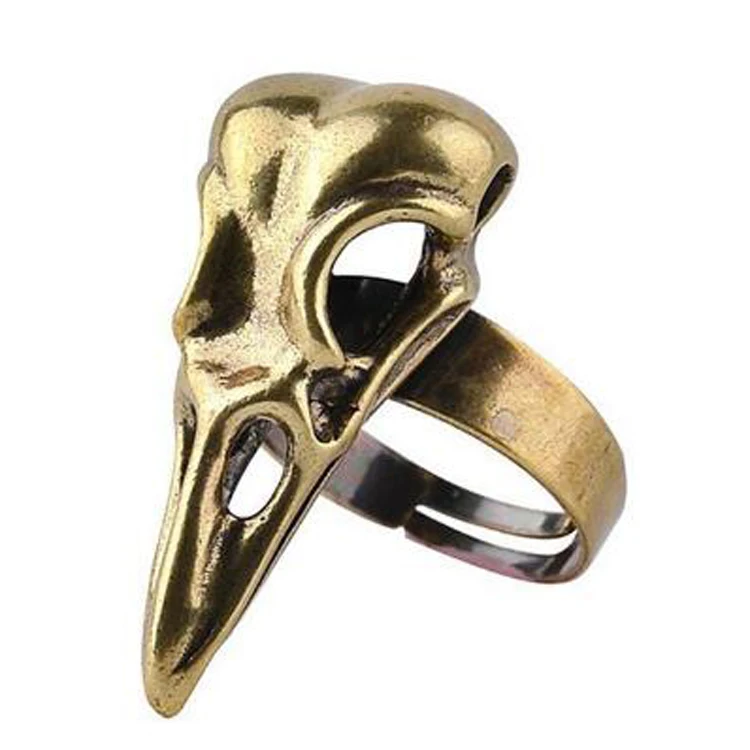 Оптовая Продажа панк ретро специальные птица черепная ворона голова Скелет кольцо