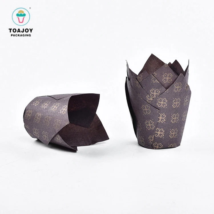 Biodegradable кекс случаи тюльпан формы кекс Лайнер газетная бумага выпечки чашки в Китае