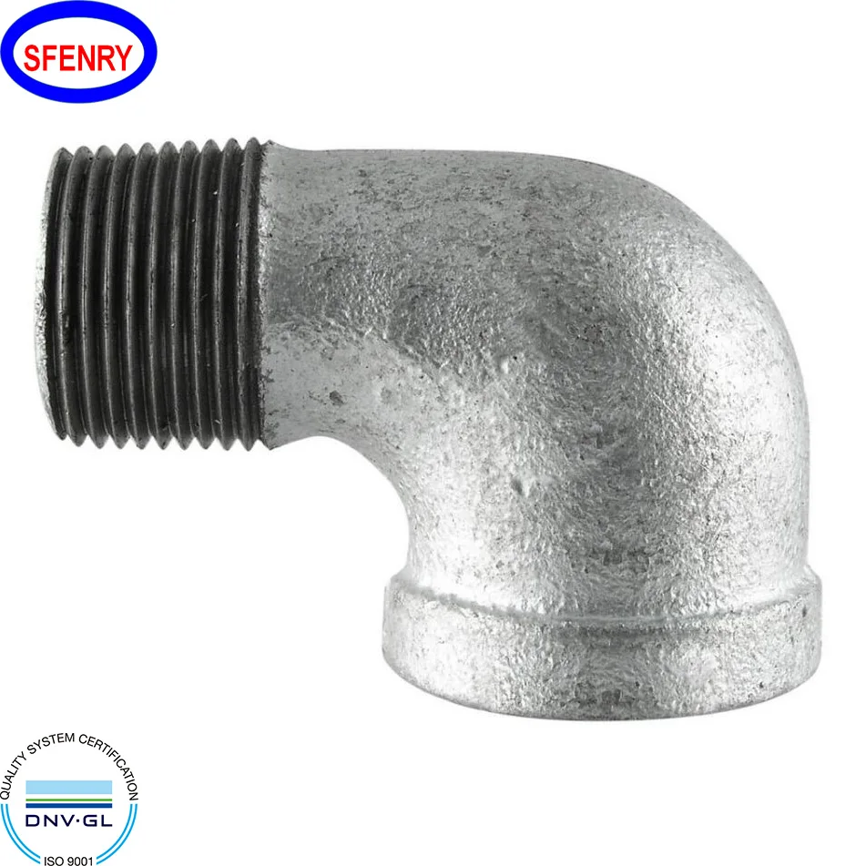 Sfenry Malleable Cast Iron Pipe Fittings ASTM A197 Male And Female 90 Degree Elbow
