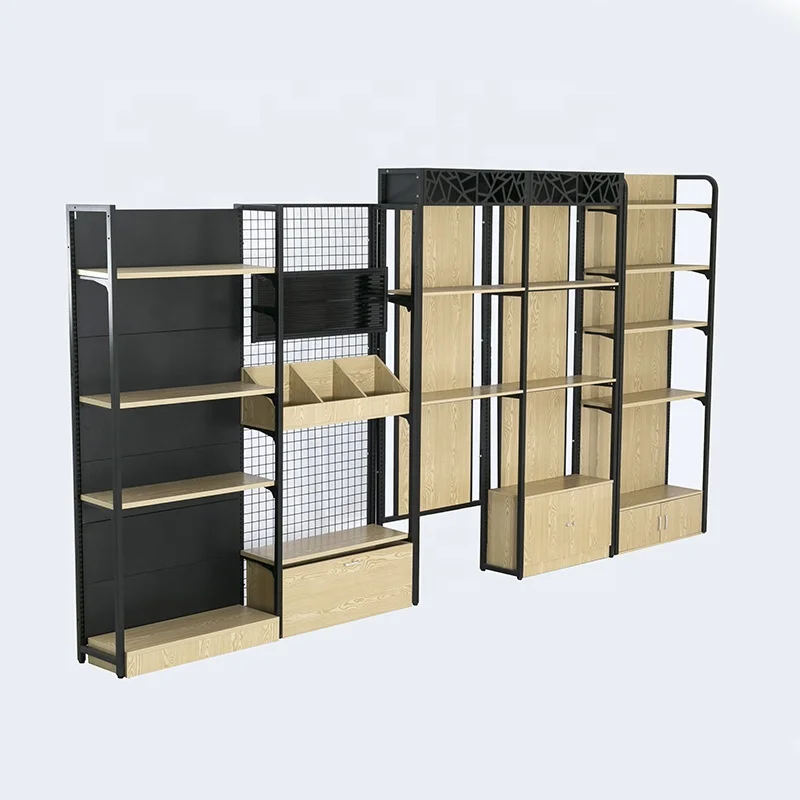 Good quality wholesale supermarket stand wood display shelf special design shelf supermarket