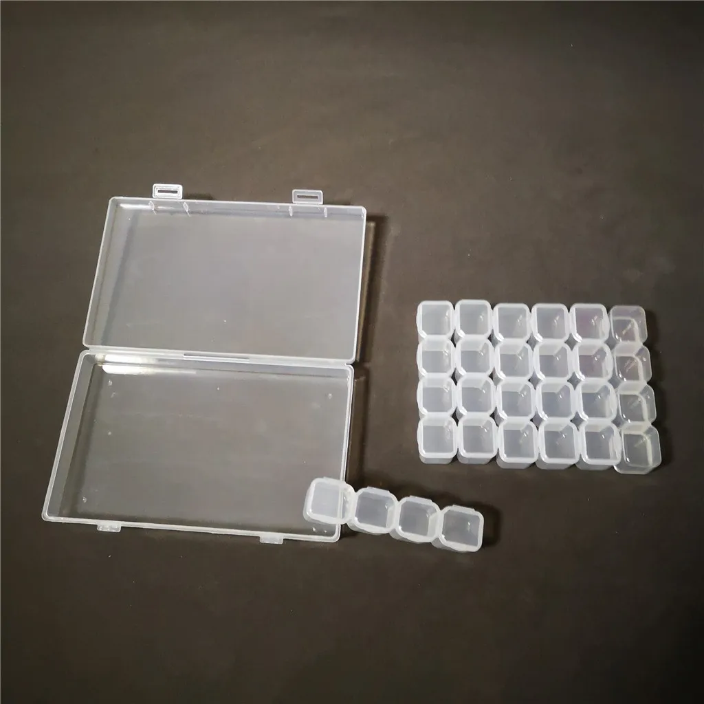 28 Grid Jewelry Diamond Painting Detachable Plastic Transparent Rhinestone Nails Art Container Bead Storage Box