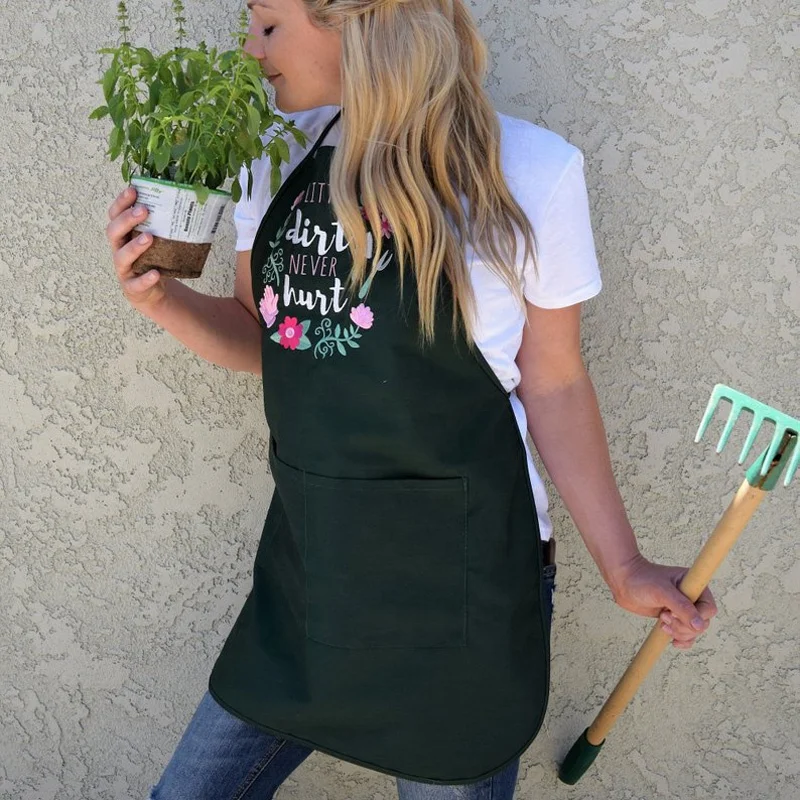 Пользовательские вышивка для взрослых вощеный холст хлопок Садоводство фартук с карманами