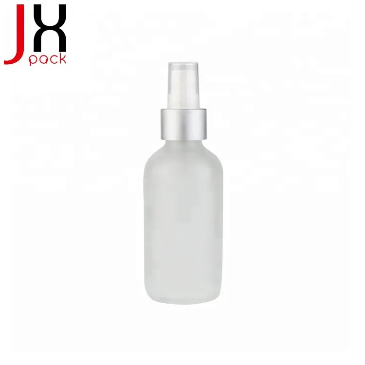 
Label Printing 30ml 60ml Frosted Boston Round Glass Essential Oil Bottles With White Spray Pump and Silver Ring for Cosmetic 