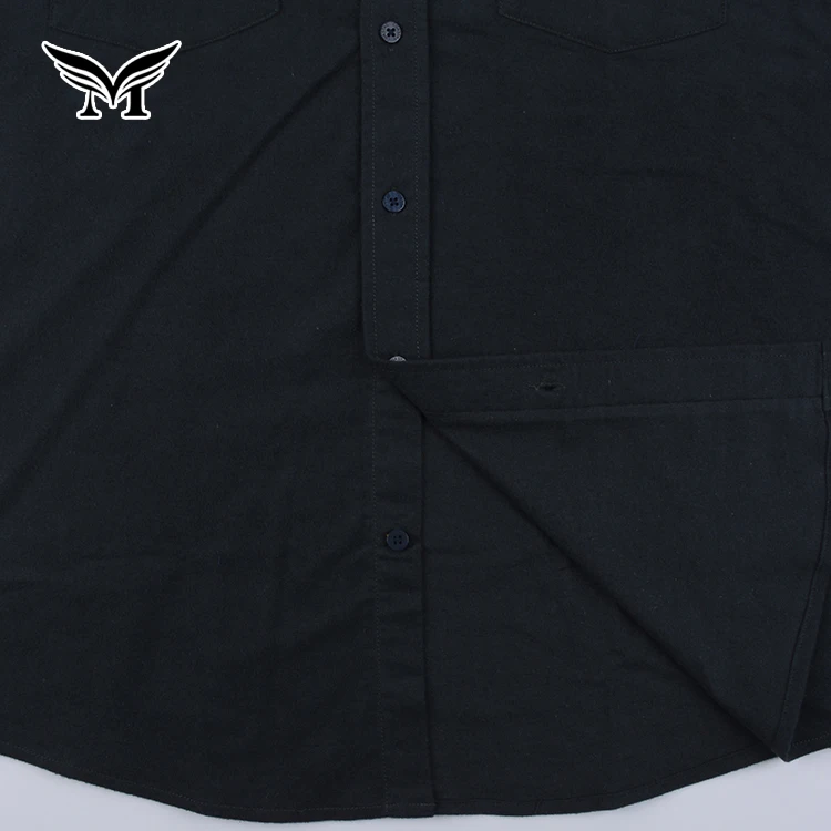 New style oem nice casual 100% cotton plain dyed black button up flannel shirt men