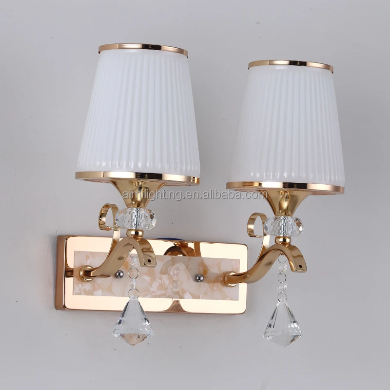 Gold finish glass shade decorative electric wall sconces and wall light with plug