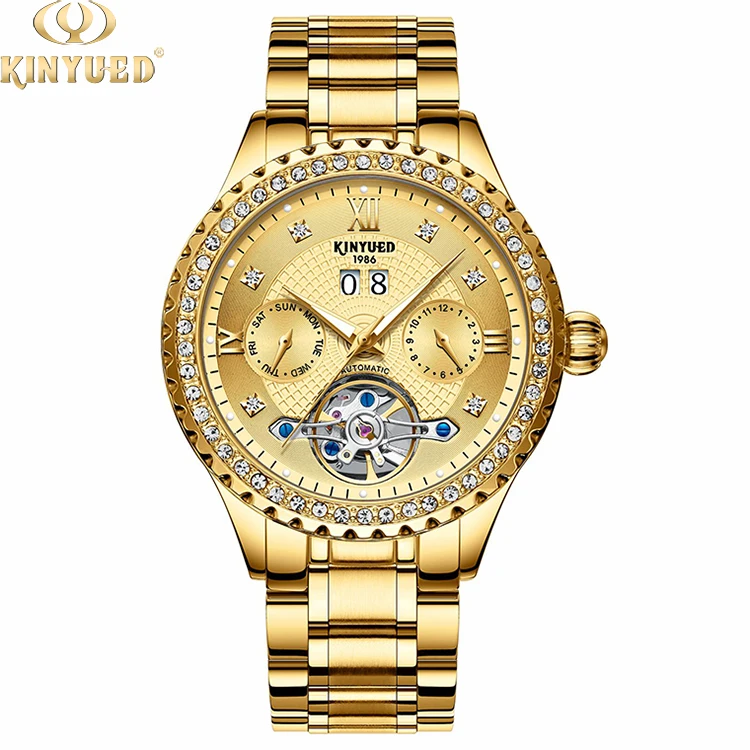 KINYUED OEM automatic movement men wrist watch fashion tourbillon watch mechanical