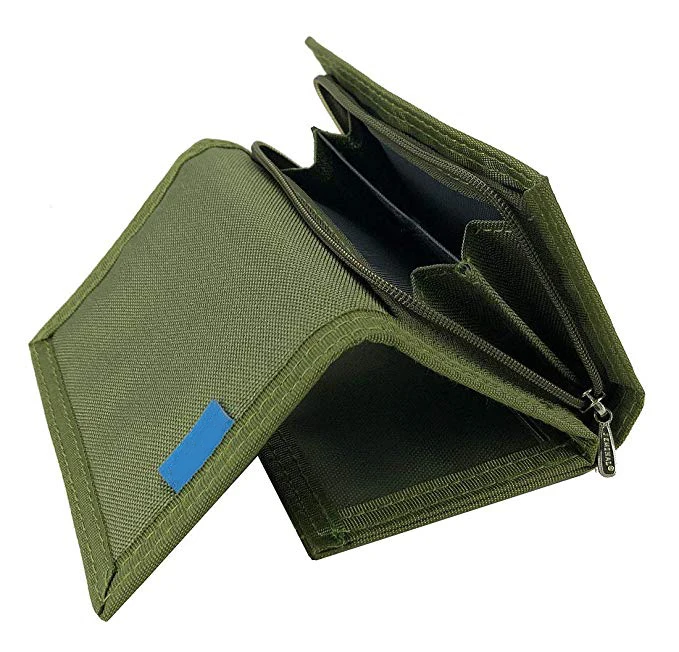 New Mens Canvas Trifold Leather Wallets for Boys Purse with id window
