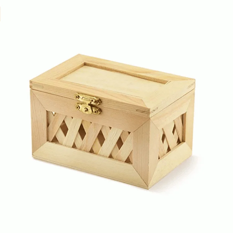 
Unfinished Nested Wood Trinket Box Wooden Jewelry Box With Hinged Lid and Clasp 