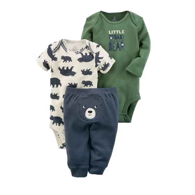 3 pcs Wholesale Price 100% Cotton Baby Clothes Set Newborn