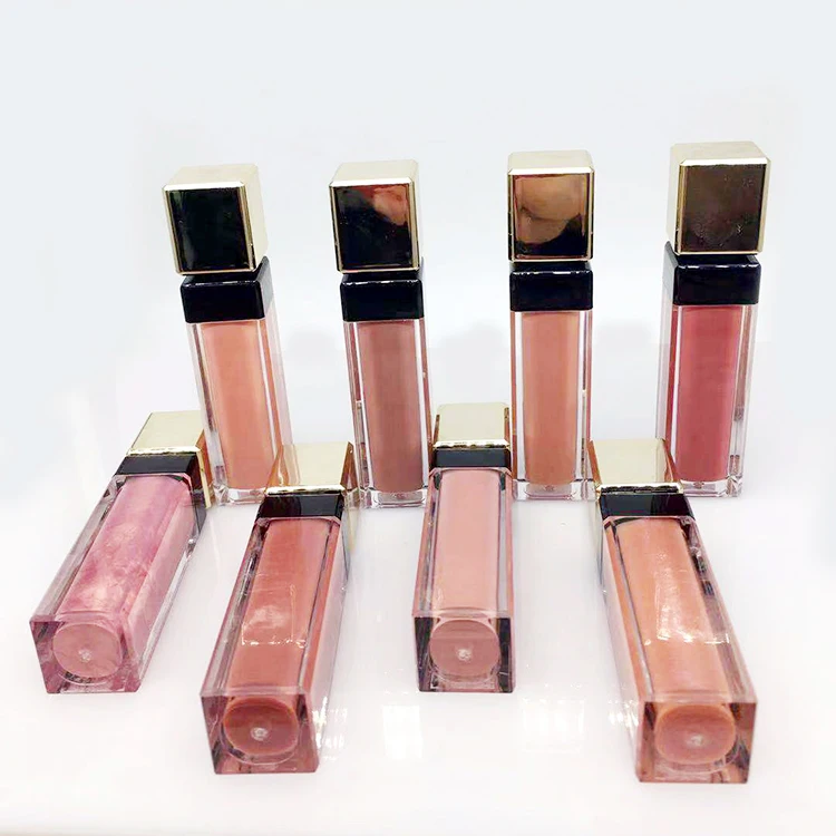 
gold square bottle do your own brand lip gloss oem Print your Logo on bottles and box 