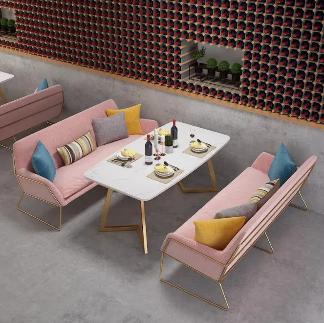 Modern Restaurant Coffee Shop Metal Sofa Chair Booth