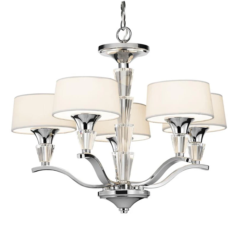 Современные тканевые затеняющие люстры 5 ламп хрустальные домашние декоративные для гостиной кухни светильники