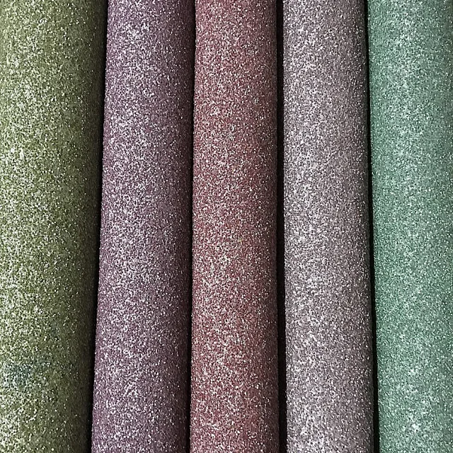 Chunky Glitter Glow In Dark Glitter Reflective PU Leather Fabric For Shoes Handbags Purses