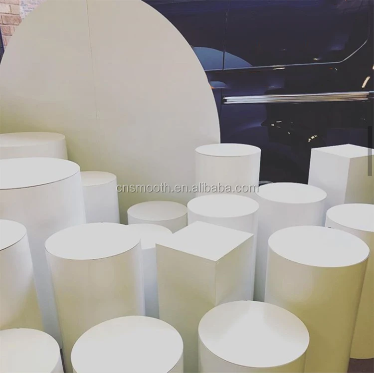 White Metal Round Display Plinth Wedding Pedestal Columns