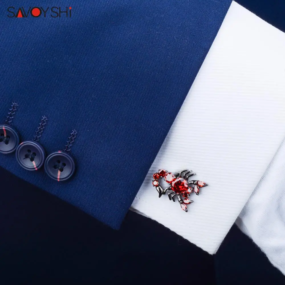 Novelty Scorpion Model Inlaid High Quality Red Zircons Cufflinks for Mens Shirts