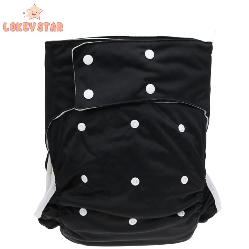 Lokeystar Black Adult Incontinence Cloth Diaper for Disabled Man Leak-Proof Pants Diaper