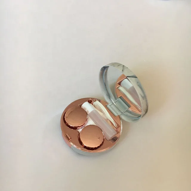 Round contact lens display case with Marble designs could Printing Custom Logo A-8058