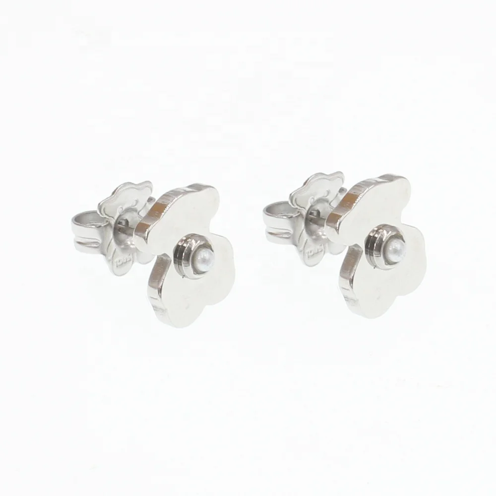 Bear Shaped Wholesale Cheap Stainless Steel Matte Finish Big Gold Stud Earrings jewelry wholesale