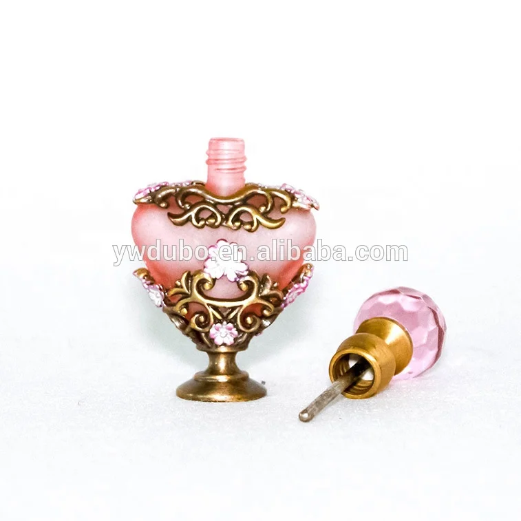 5ml Metal Flower Mini Perfume Frosted Oil Bottle Empty Pink Heart Glass Essential oil Refillable Decorative Bottles#58816,58783