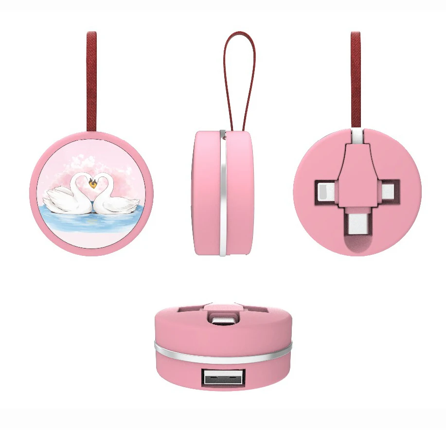 2019 New Trending Portable Lanyard Keychain USB 3 in 1 Cable for Cell Phone Chargers Data Line