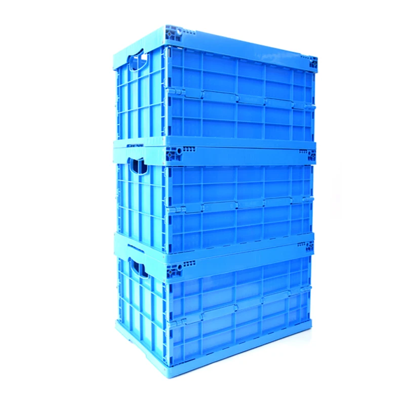 Solid stackable box Folded caja de plastico plegable Collapsible plastic crate