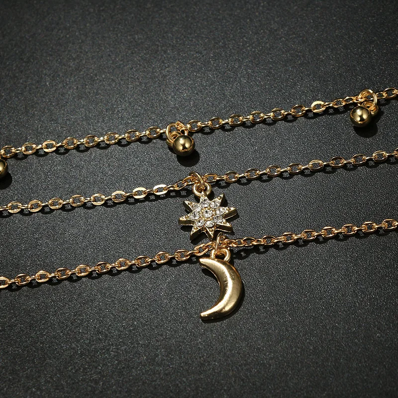 Wholesale Fashion Multi Layer Moon and Star Necklace For Women