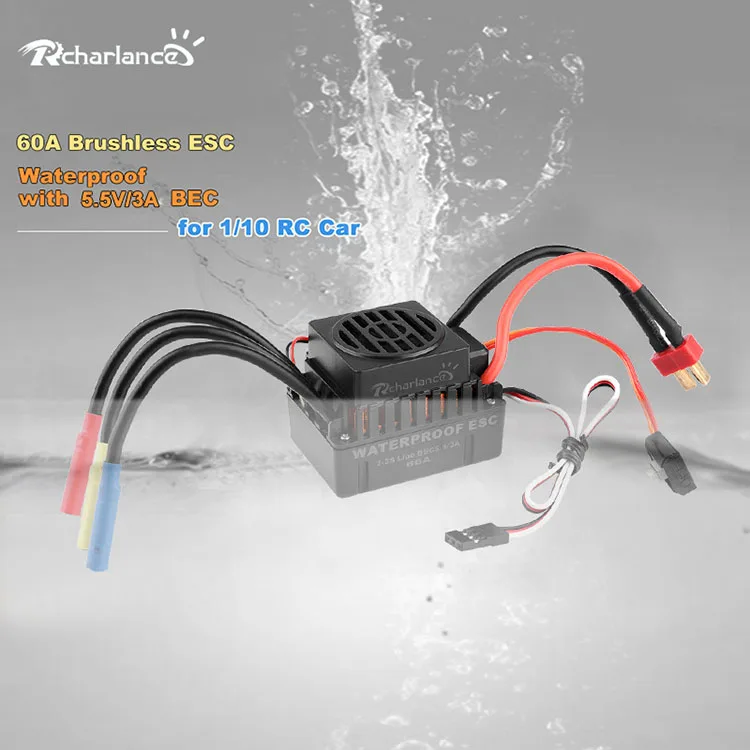 Rcharlance водонепроницаемый 45A 60A бесщеточный ESC электрический регулятор скорости в 5 8 V 3A BEC RC деталь аксессуар