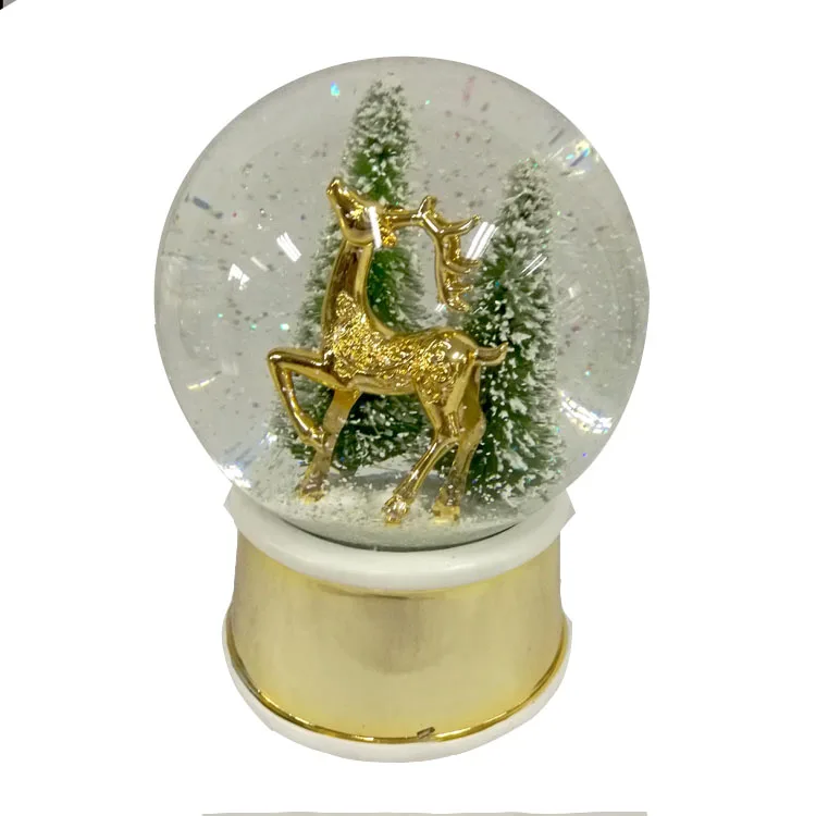 
Cheap Transparent Crystal Ball Silver Fawn Animal Beautiful Snow Globe Water Ball 