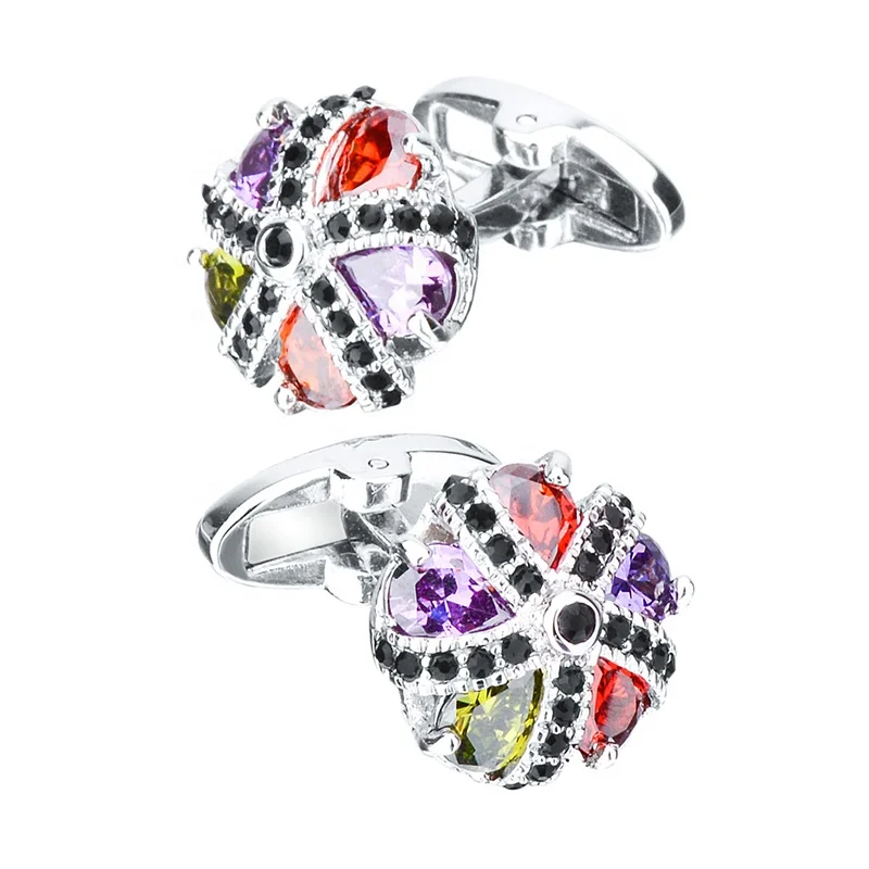
High Fashion Promotion Gifts Make Custom Crystal Cufflinks For Mens Shirts 