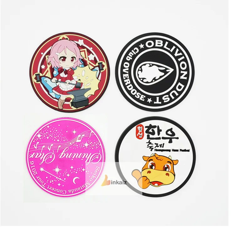 custom desk mat Silicone Rubber PVC Cup Coaster Japanese cartoon coaster