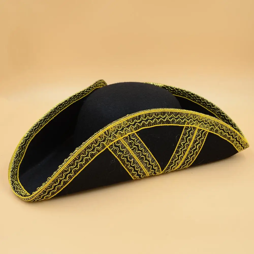 MH-3068 Party Halloween Black Deluxe Men Caribbean Captain Morgan Pirate Hat