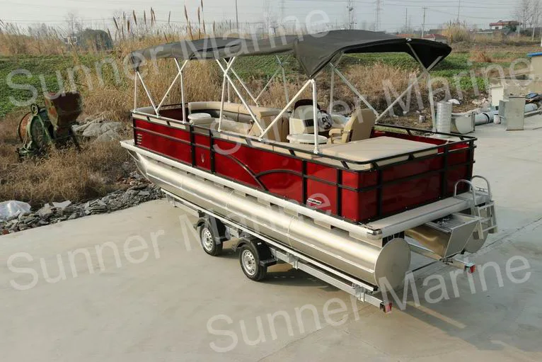 
25ft Aluminum Pontoon Boat Party Boat Suit for Container Load, triple pontoon tube, CE approved 
