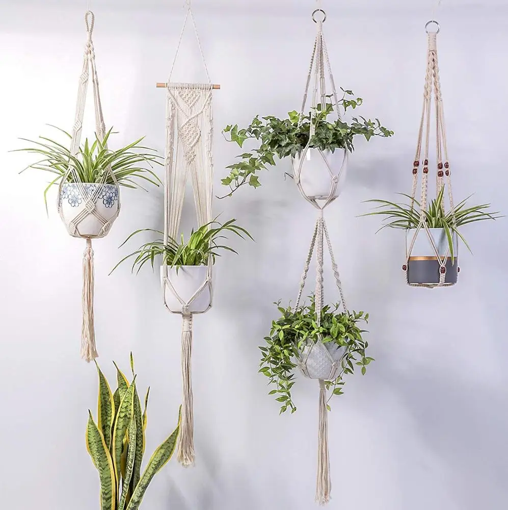 
High Quality Wall Hanging Plant Holder Cotton Rope Macrame Plant Hanging For Garden And Home Decor 