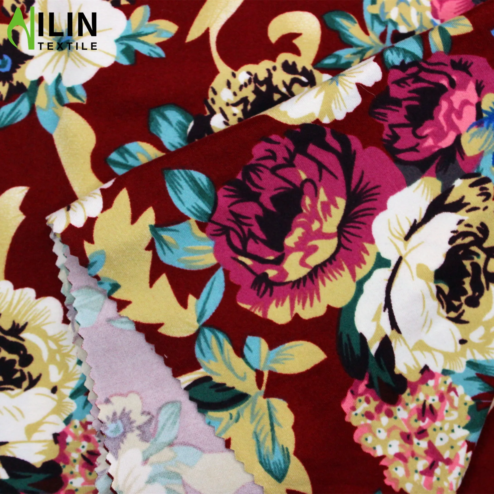Light and breathable 150gsm Colorful peach legging fabric Brush DTY floral printed fabric for women dress