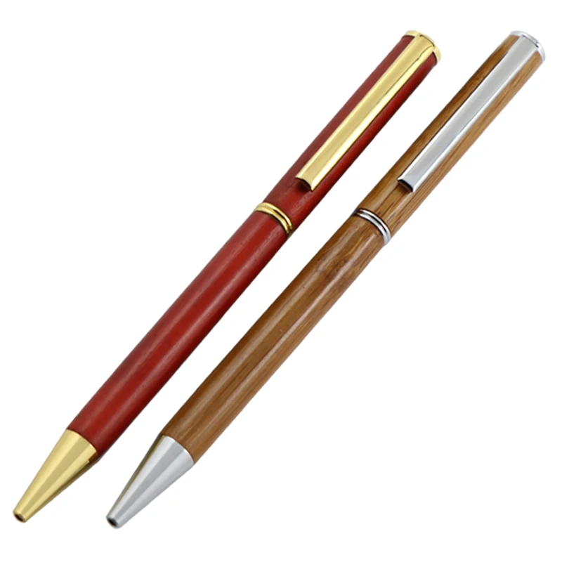 Slimline Pen Kit Woodturning Engraved Logo Cheap Hotel Slim Wooden Stylo Bamboo Twist with