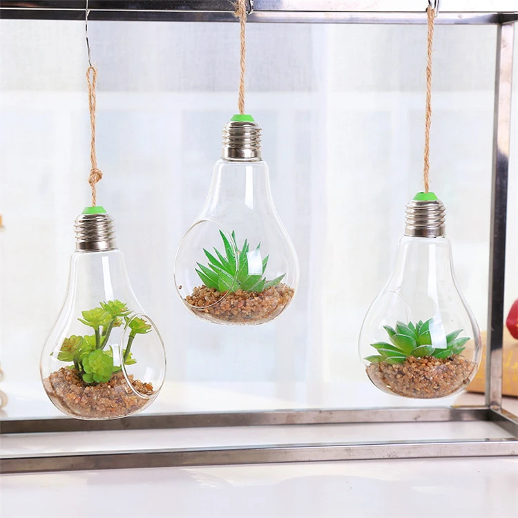  Лидер продаж комнатное украшение искусственные суккуленты растения в стеклянной лампе для подвешивания свадебное