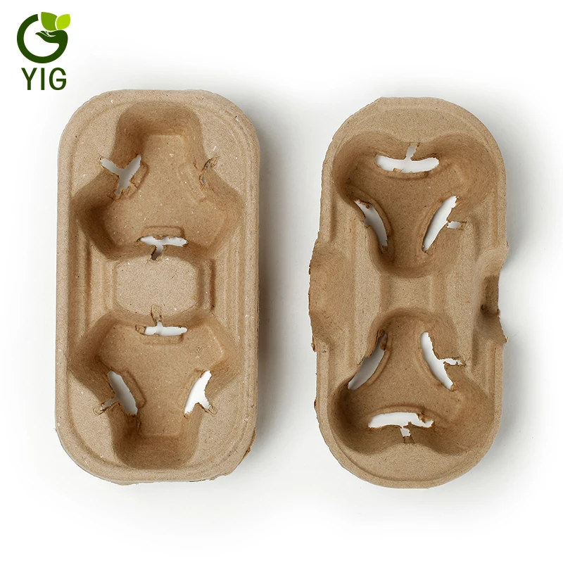 
Pulp Molded Biodegradable Coffee Cups Tray 