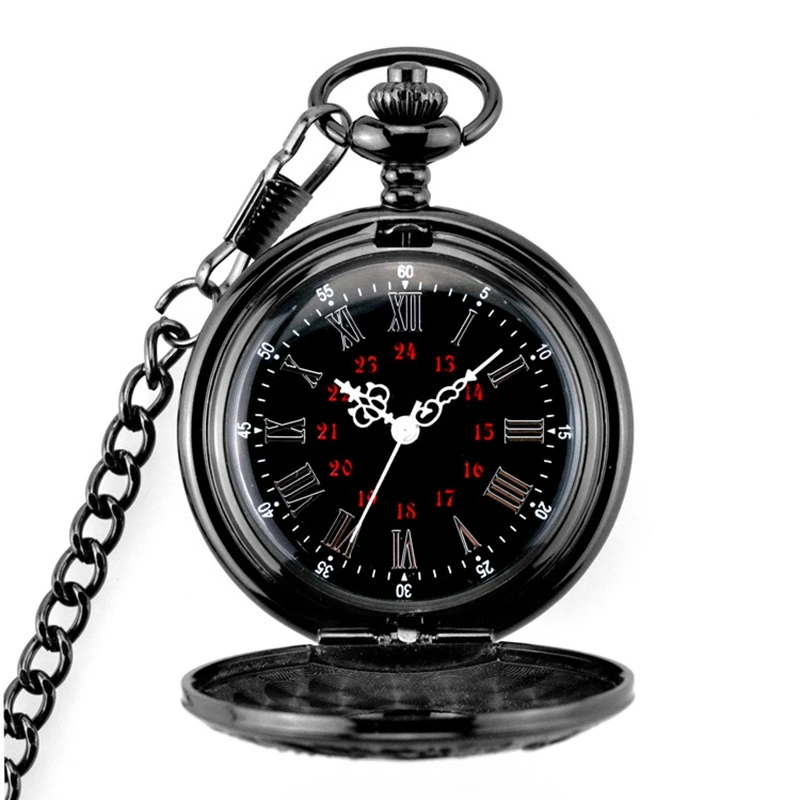 Men Pocket Watch Vintage Roman Numerals Quartz Watch Clock With Chain Antique Jewelry Pendant Necklace Gifts For Father 1896