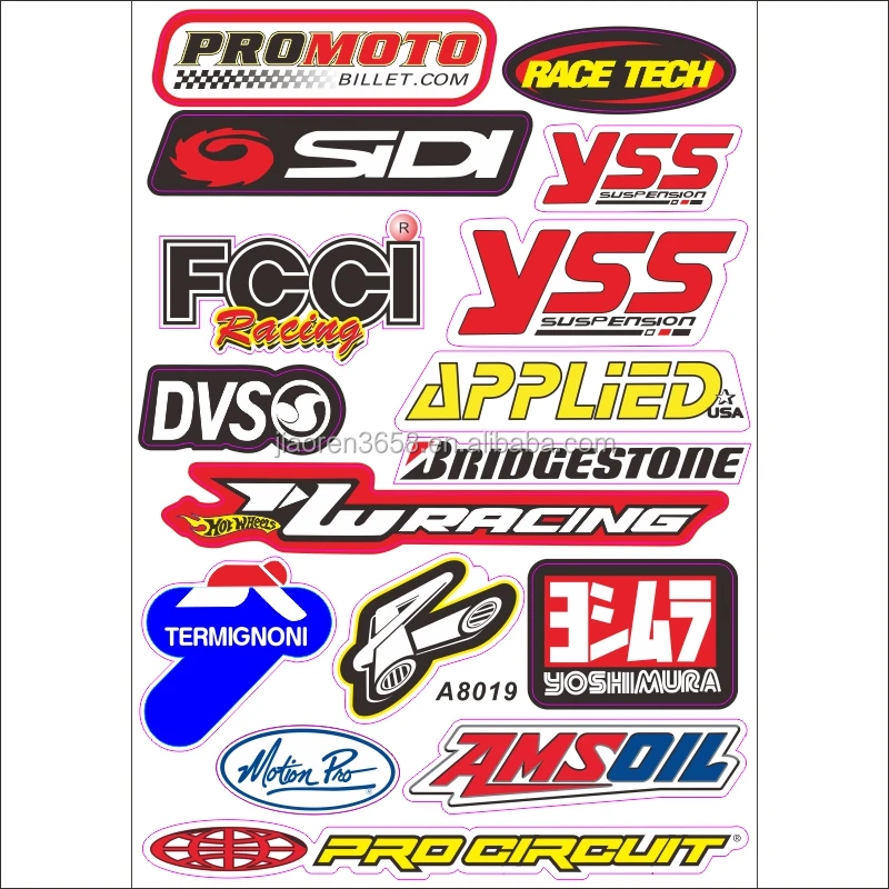 Motocross Enduro Stickers MX Bike Motorcycle Helmet Sponsor Race Logo Decals A4 size