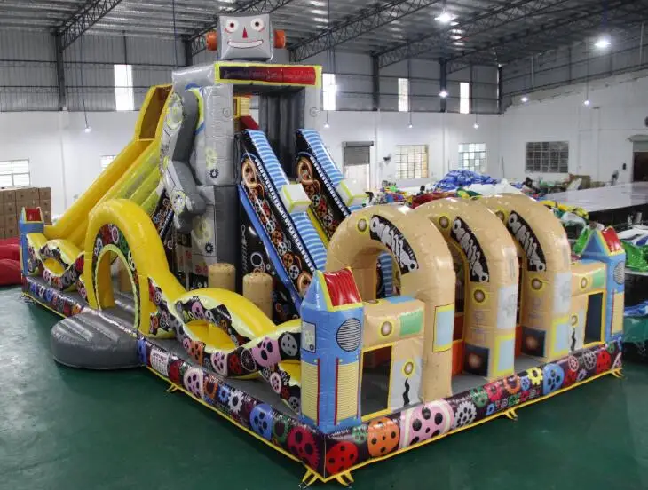 Outdoor Amusement Combo Inflatable Challenge Roller coaster Obstacle Course with Climbing and Slide for Sale