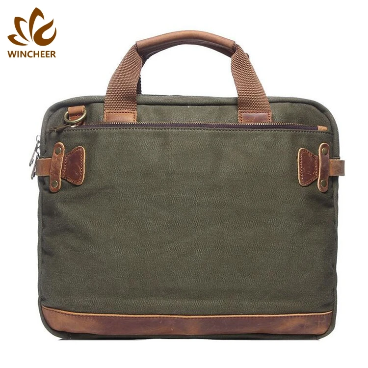 Office Messenger Notebook Briefcase Luxury Canvas Laptop Bag Cheap Price Vintage Accept Custom Logo
