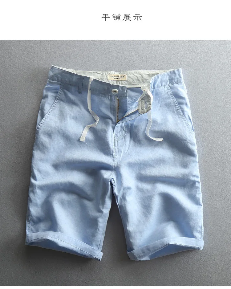 Custom Size And Style sky blue Boy Summer Casual  Half Pants Hemp Shorts