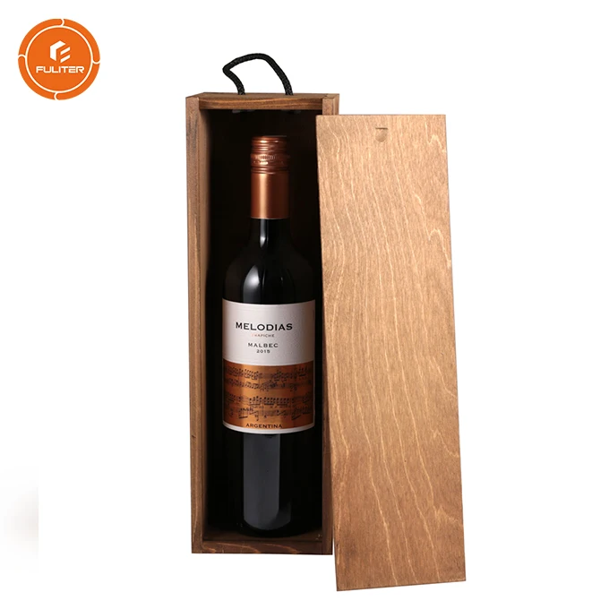 Custom Red Wine 2 Bottle Empty Sliding Lid Blank Wooden Wine Box
