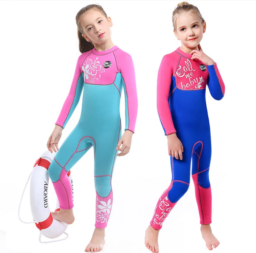 Wholesale Kids 3mm Neoprene Wetsuit Girls Full Body Diving Suit One Piece Swimsuit Keep Warm Wetsuit