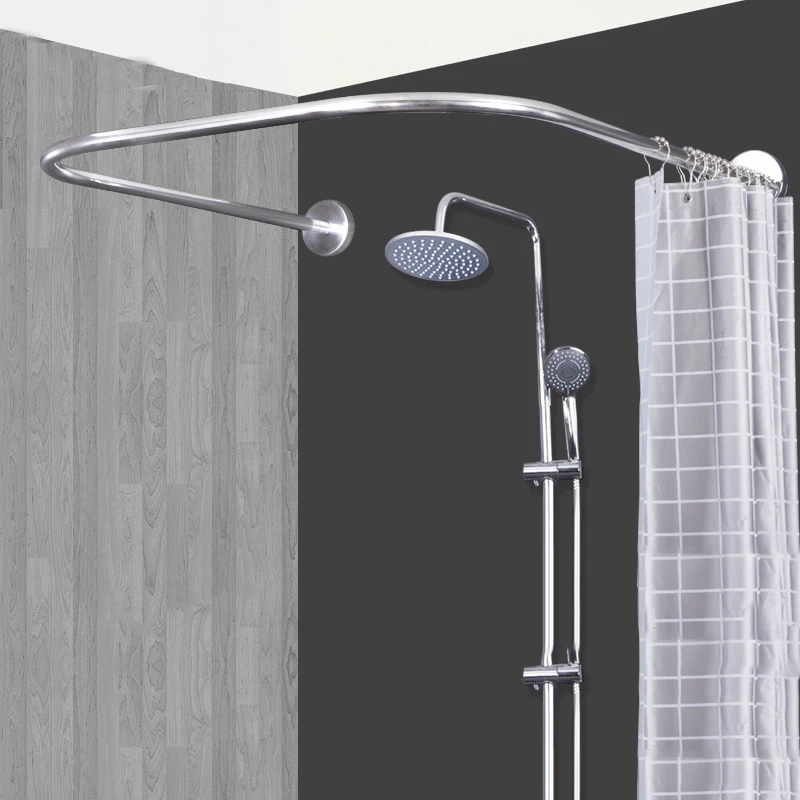
KIEI Single Electric Shower Curtain Rod Metal Tension Shower Curtain Rod Flexible Shower Curtain Rod 